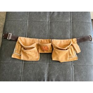 Johnnie Walker Red Label Suede Leather Tool Belt Tan Brown Multi Pocket Utility